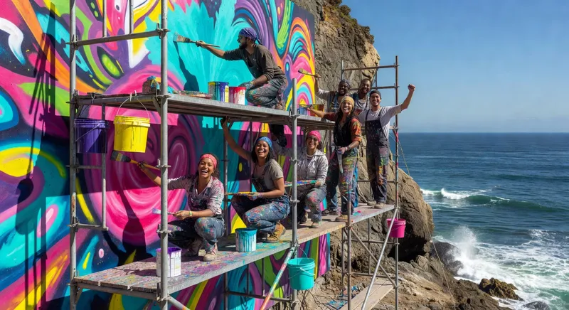 team mural in progress